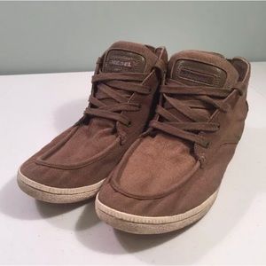 Diesel Mens Cow Leather Brown Shoes Spark Hightop